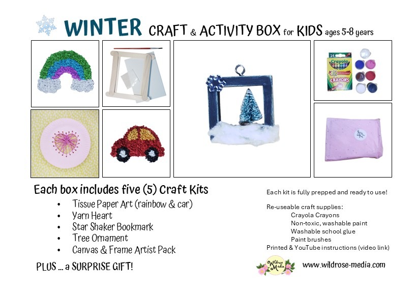 WINTER BOX ITEMS postcard listed items winter themed craft items for kids